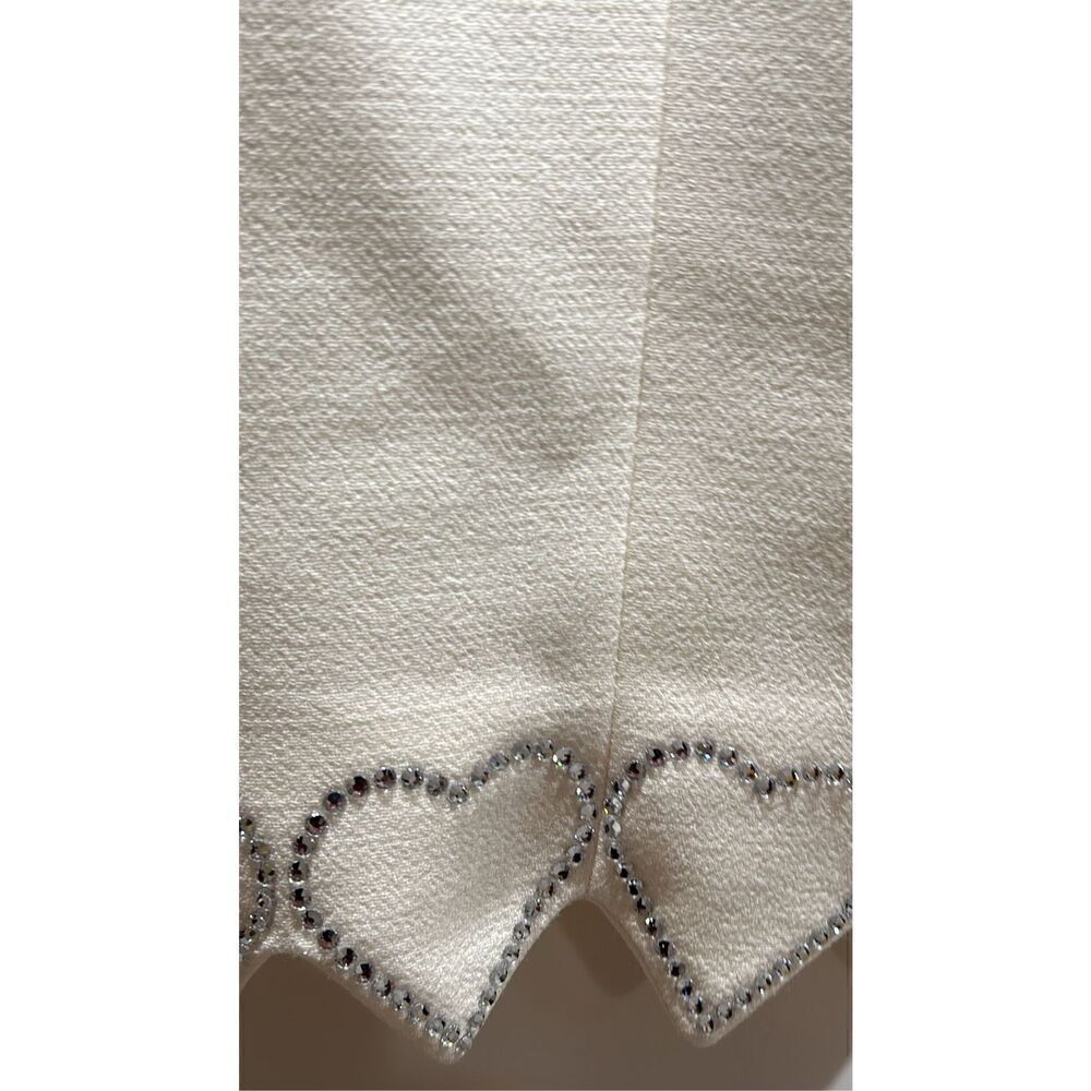 Mach & Mach Crystal Hearts Cropped Ivory Wool Blazer Size 8-10 (40) - Picture 11 of 12